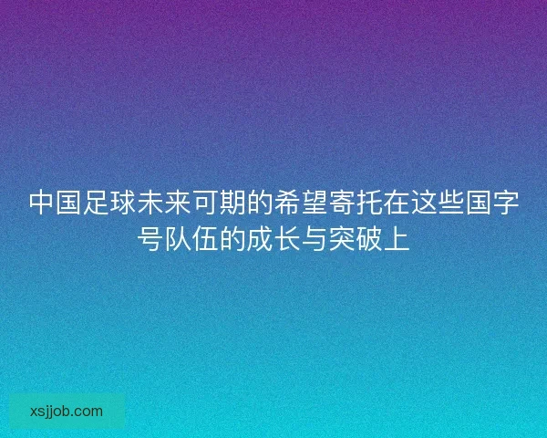 中国足球未来可期的希望寄托在这些国字号队伍的成长与突破上